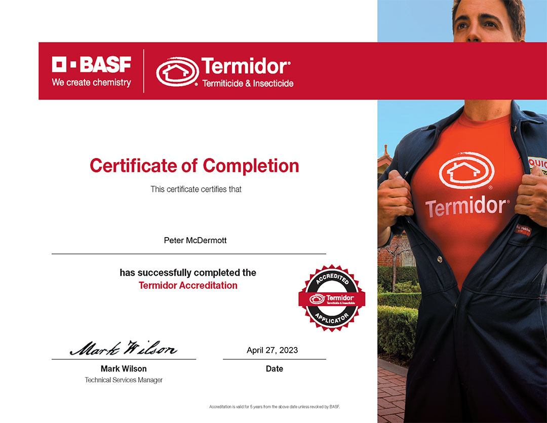 Termidor certificate 2023